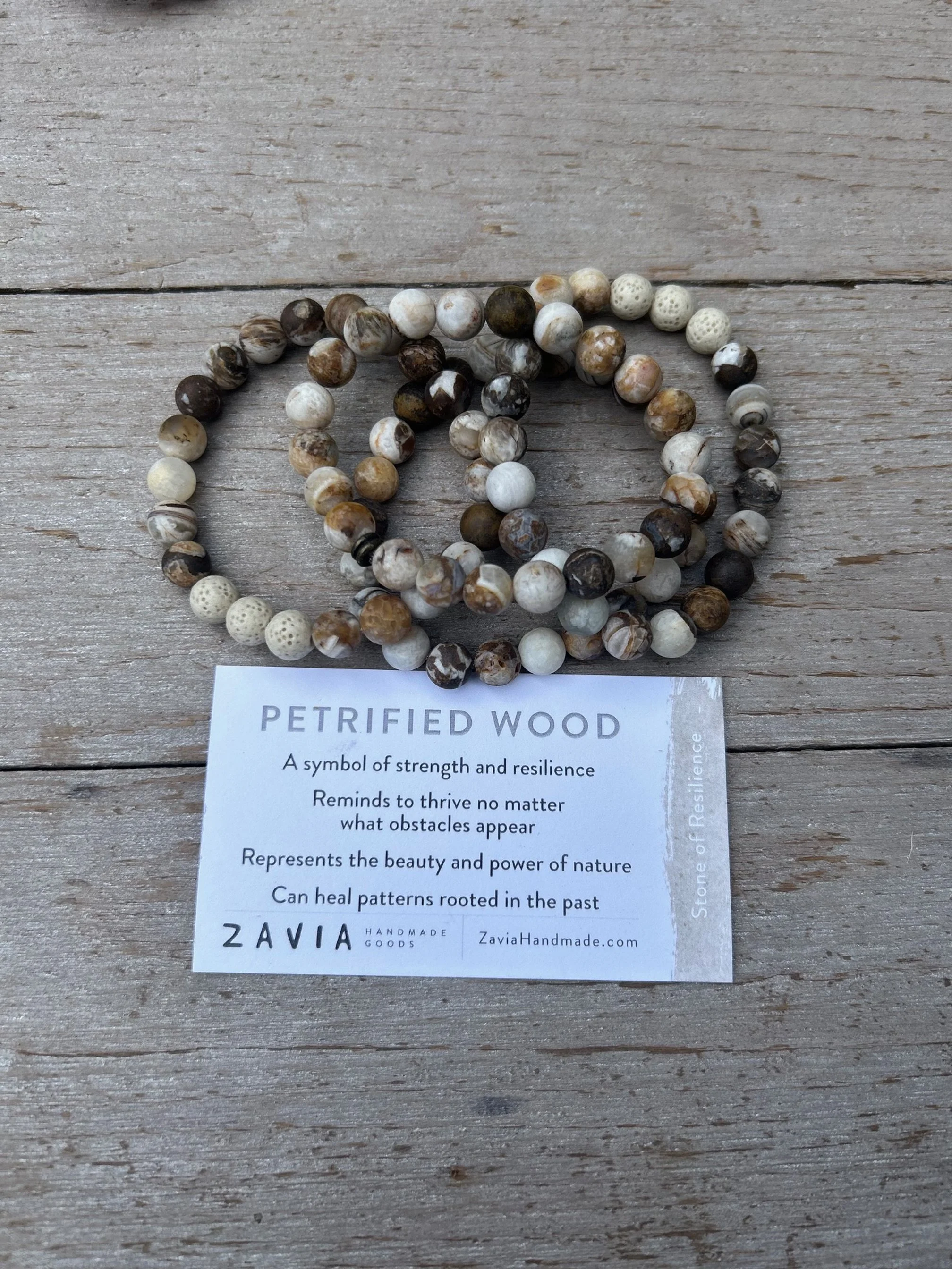 8mm Petrified Wood Bracelet — ZAVIA